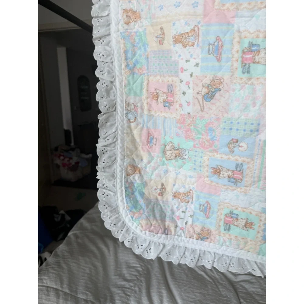 Vintage Peter Rabbit Print Baby Quilt